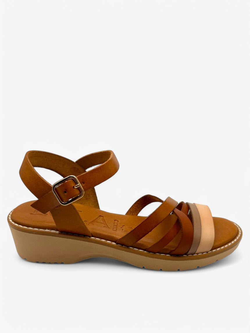 Sandalias con cuña ROSSA combi-avellana