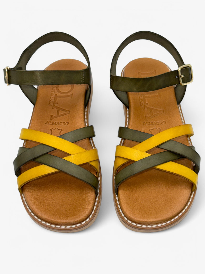 Sandalias planas LUNA militar-limon