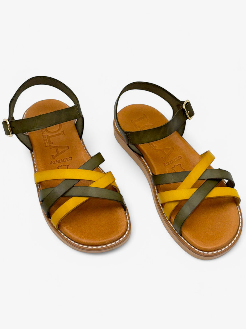 Sandalias planas LUNA militar-limon