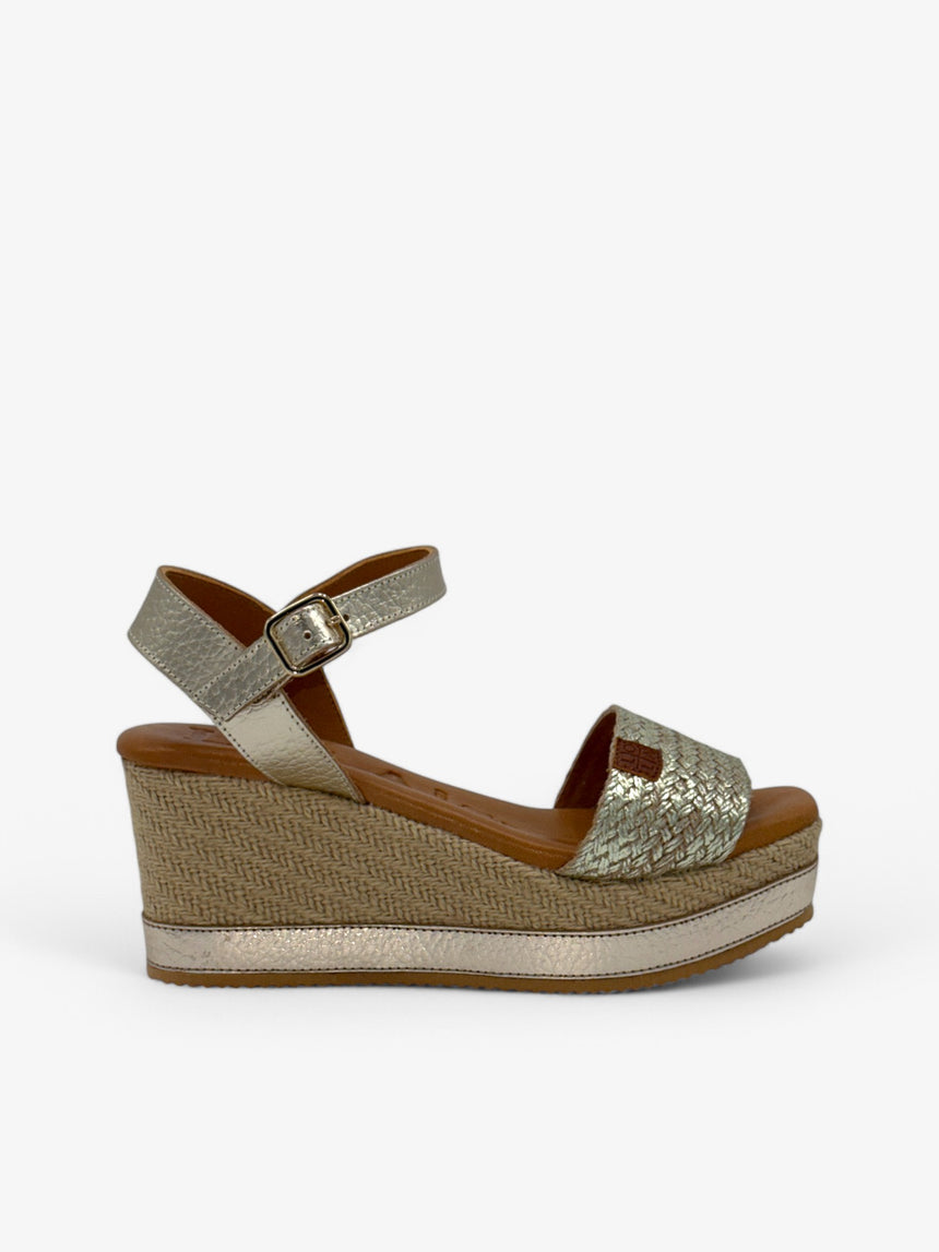 Sandalias con cuña ESPART platino