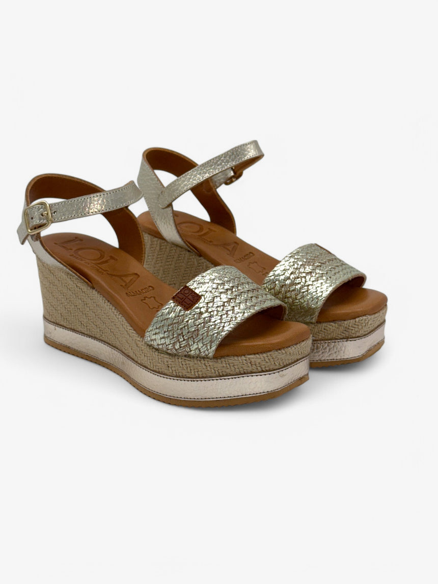 Sandalias con cuña ESPART platino