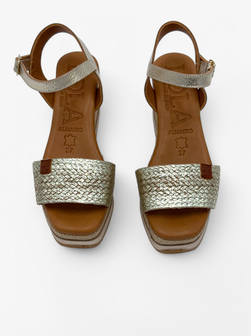 Sandalias con cuña ESPART platino