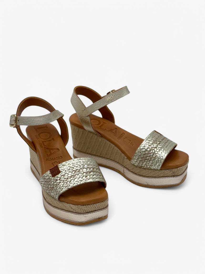 Sandalias con cuña ESPART platino
