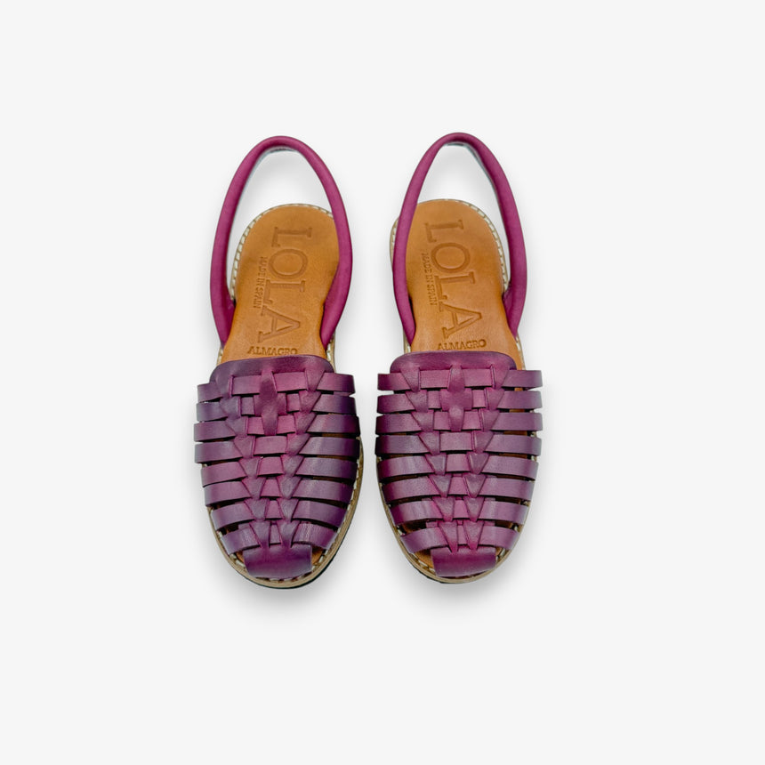 Menorquina con cuña de piel Macarella color fuxia