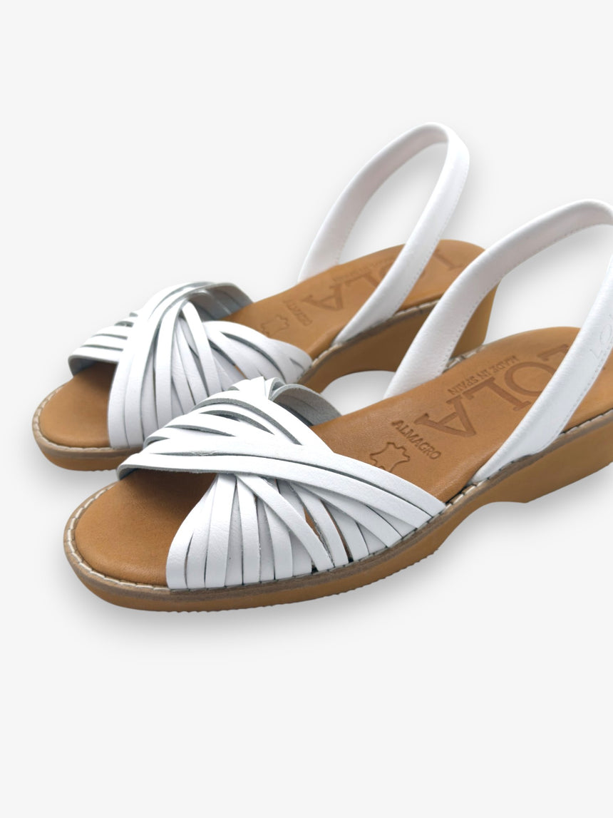 Sandalia menorquina Rafalet de piel con cuña color blanco