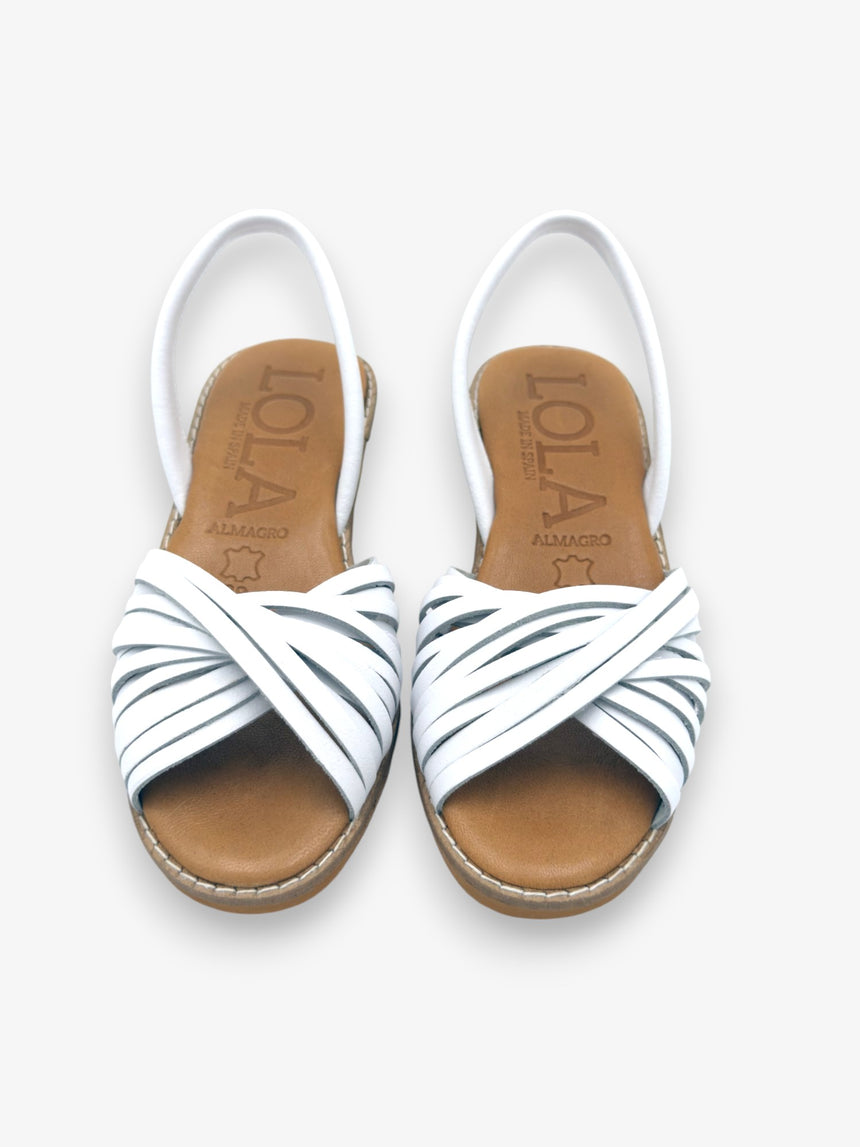 Sandalia menorquina Rafalet de piel con cuña color blanco