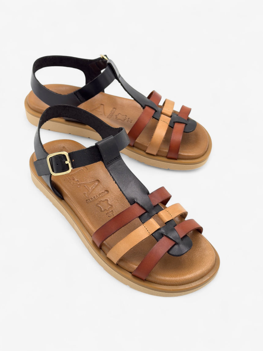 Sandalia plana con tonos marrones LOLA ALMAGRO