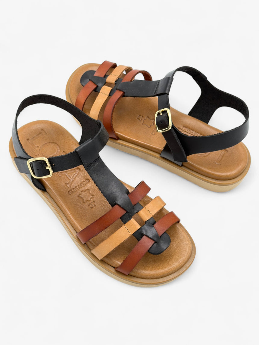 Sandalia plana con tonos marrones LOLA ALMAGRO