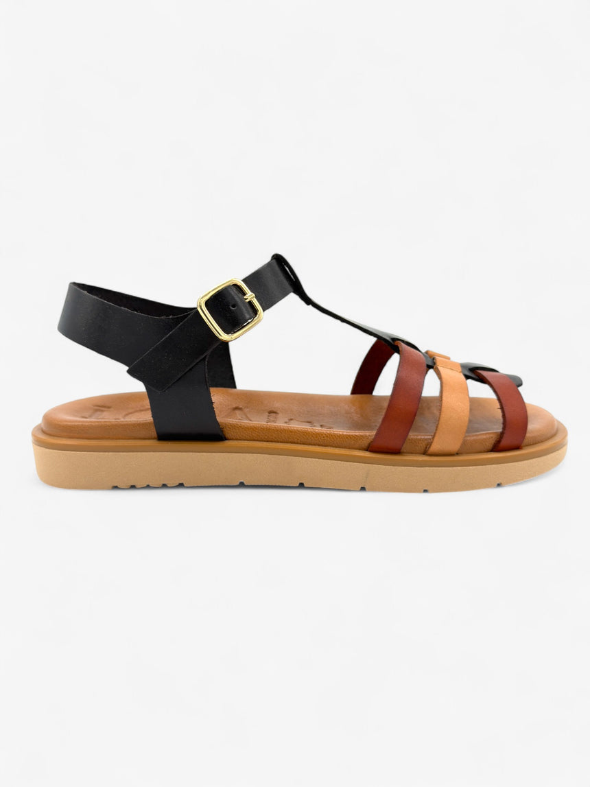 Sandalia plana con tonos marrones LOLA ALMAGRO