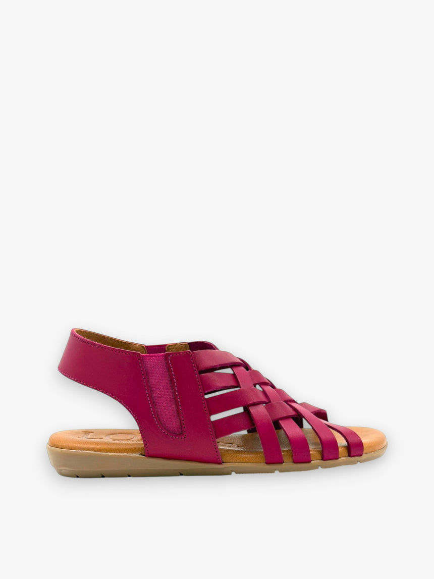 Sandalia plana Granadella de piel color fucsia