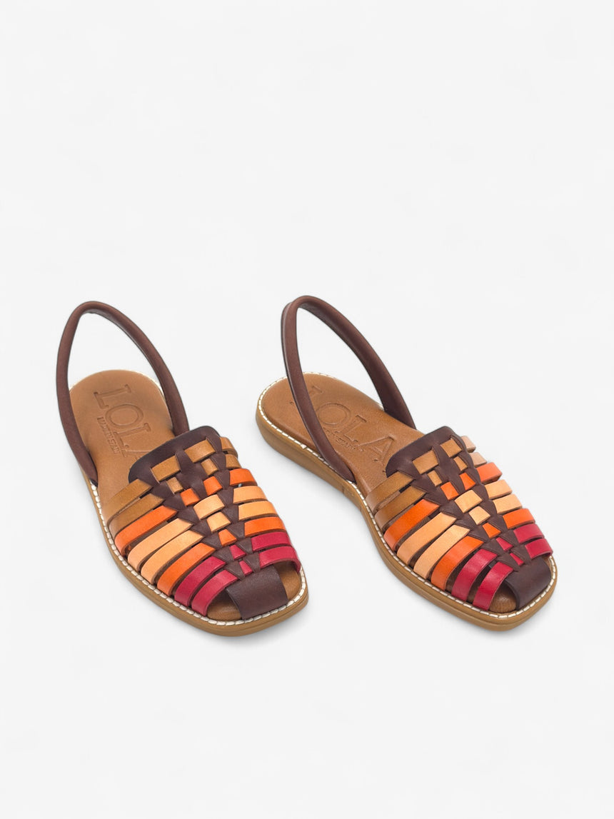 Sandalia menorquina plana trenzada BINIGAUS combi bone LOLA ALMAGRO