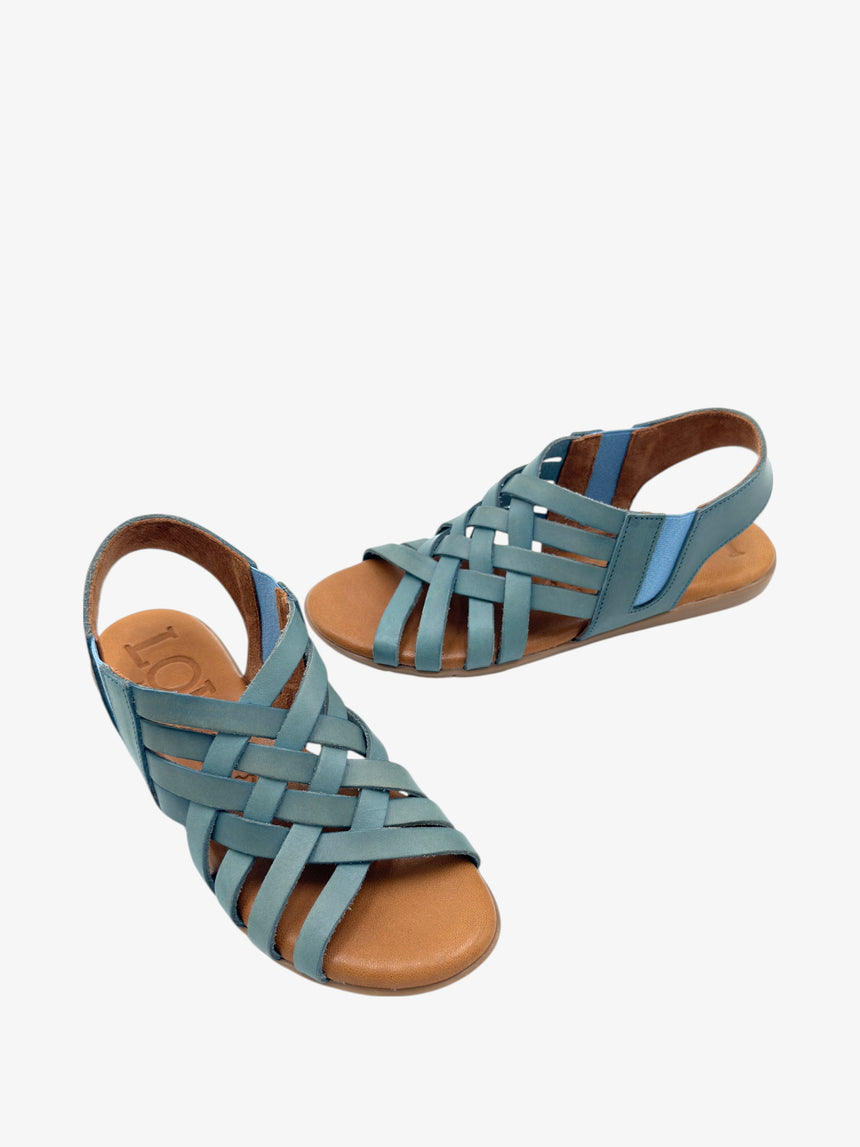 Sandalia de piel GRANADELLA azul vista diferente