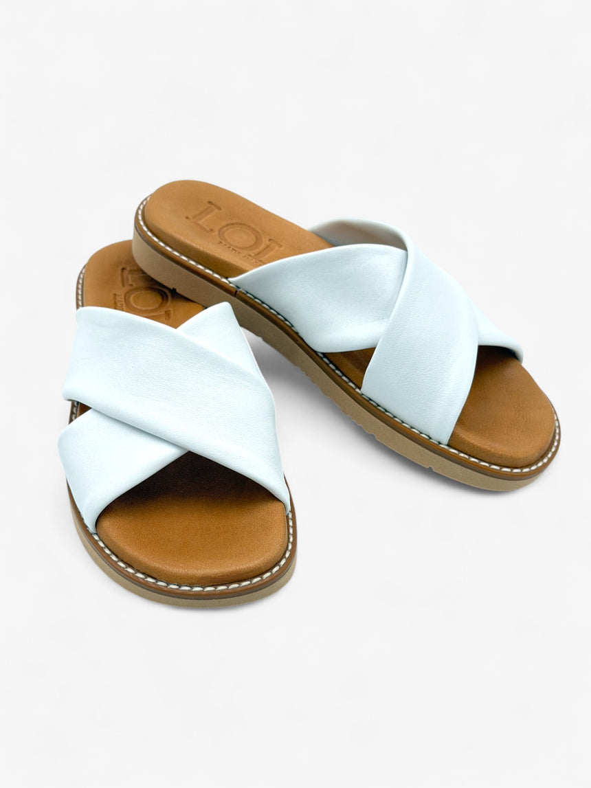 Sandalia plana tiras curzadas Mariolu color blanco LOLA ALMAGRO