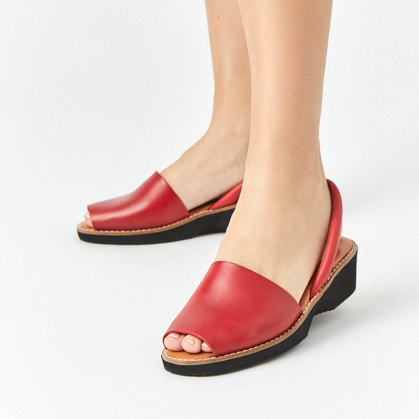 Menorcan sandals with red PREGONDA ​​wedge