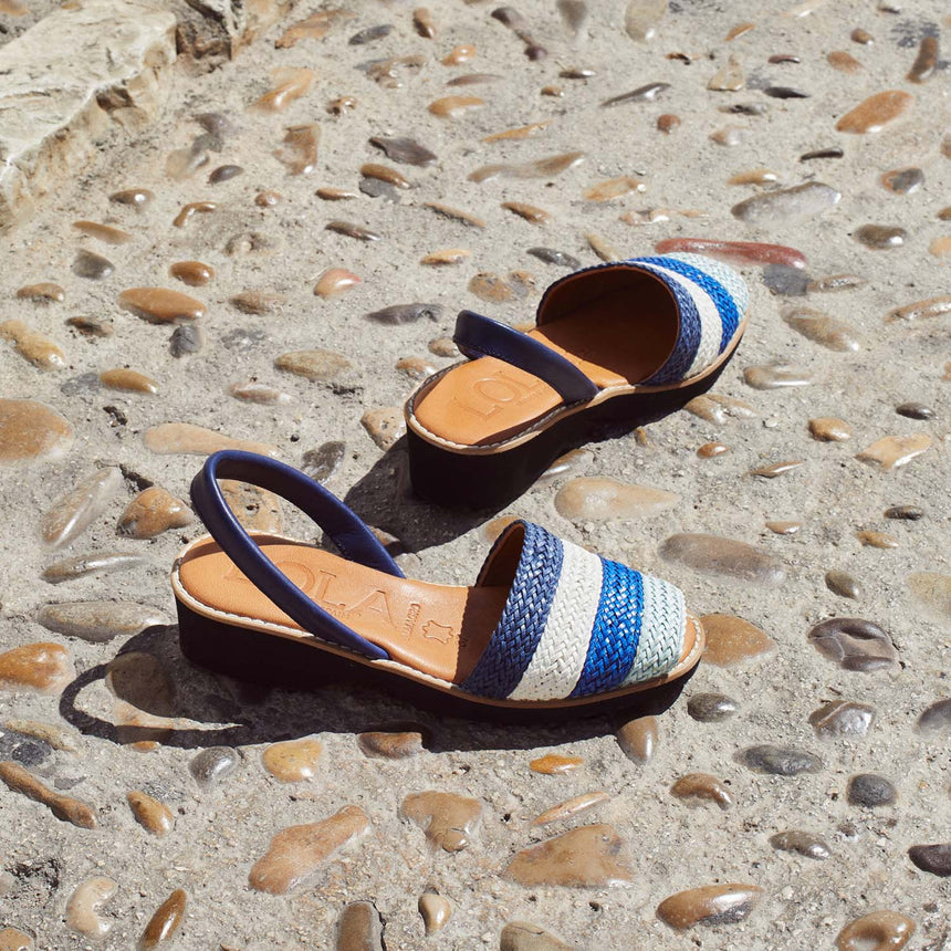 BRUT blue wedge menorcan shoes