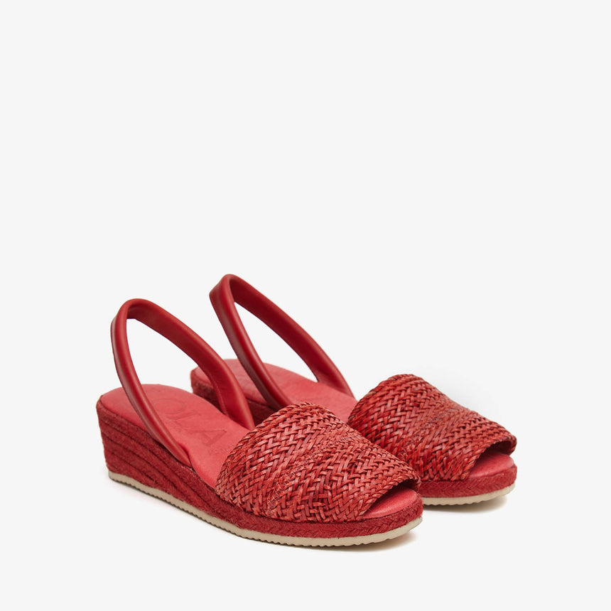 Menorcan sandals with wedge MESQUIDA red