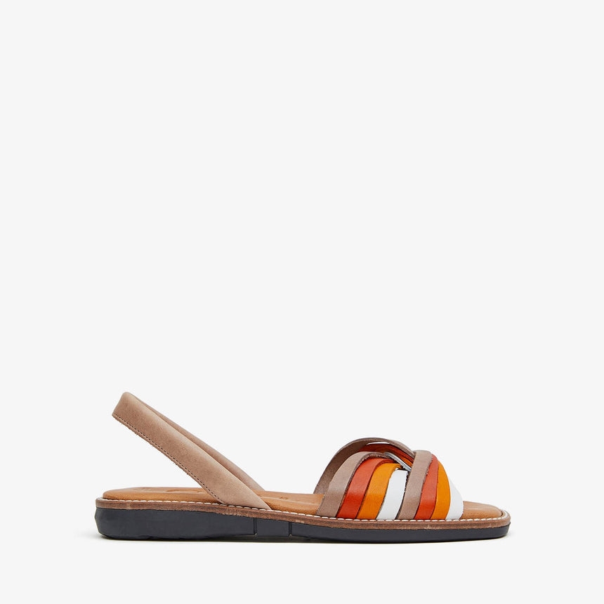 COLOMS white-orange flat Menorquina sandals