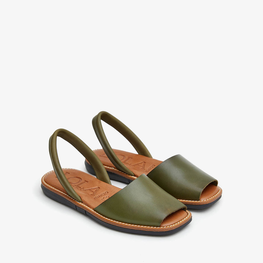 GALDANA khaki flat Menorquina sandals