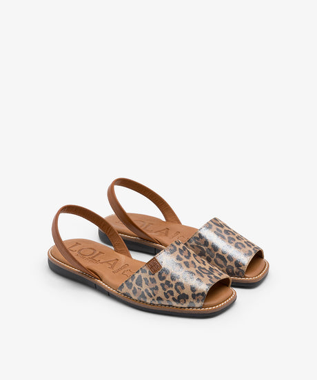 LLOMBARDS leopard flat menorcan sandals