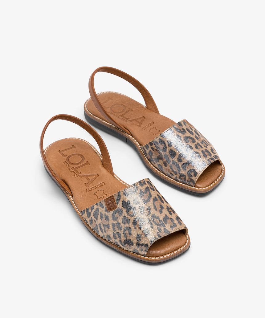 LLOMBARDS leopard flat menorcan sandals