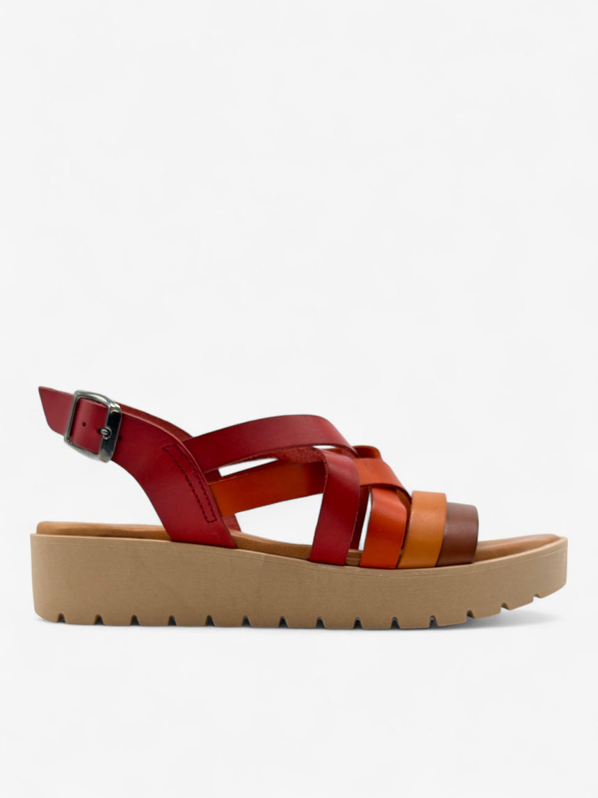 Sandalia con cuña TERRACOTA rojas
