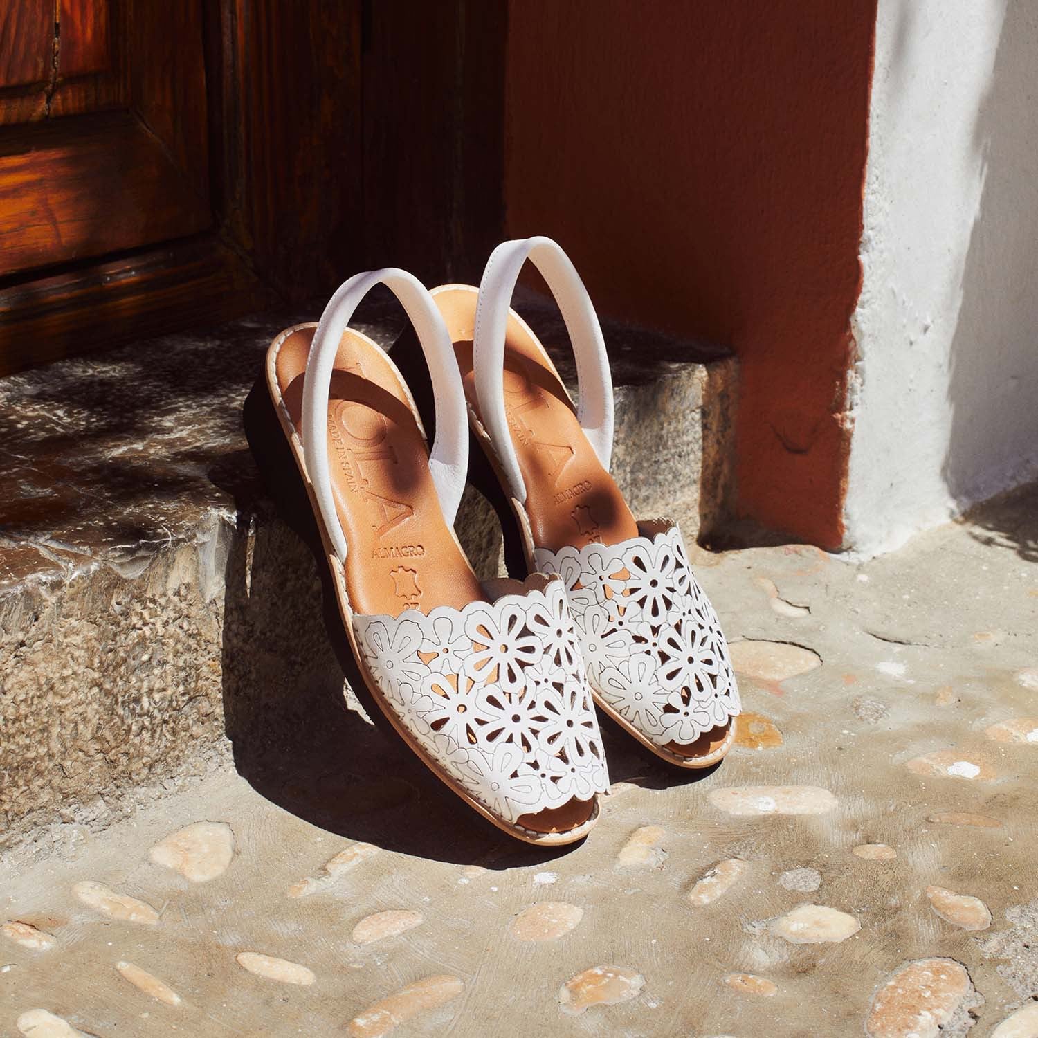 BINIBECA white wedge Menorquina sandals – Lola Almagro