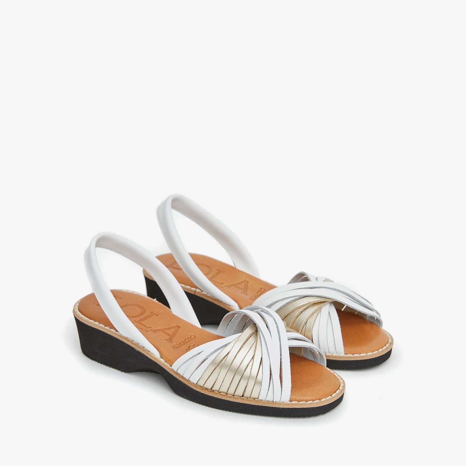Menorcan sandals with wedge RAFALET white-platinum – Lola Almagro