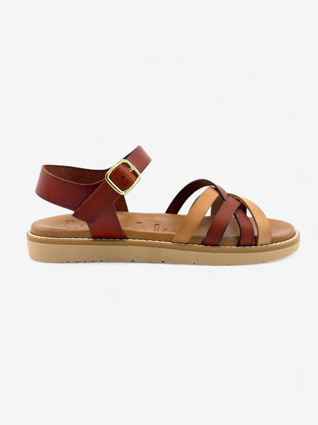Sandalias planas combi teja LOLA ALMAGRO